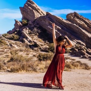 Deep Red/Maroon Maxi Dress